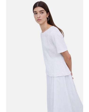 YERSE WHITE SHORT-SLEEVED T-SHIRT WITH FRONT GATHERS | MODEL 42036001 BLANCO
