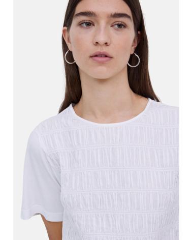 YERSE WHITE SHORT-SLEEVED T-SHIRT WITH FRONT GATHERS | MODEL 42036001 BLANCO