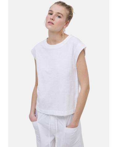 T-SHIRT SANS MANCHES YERSE 42019001 BLANC AVEC BRODERIE AUX ÉPAULES BLANCO