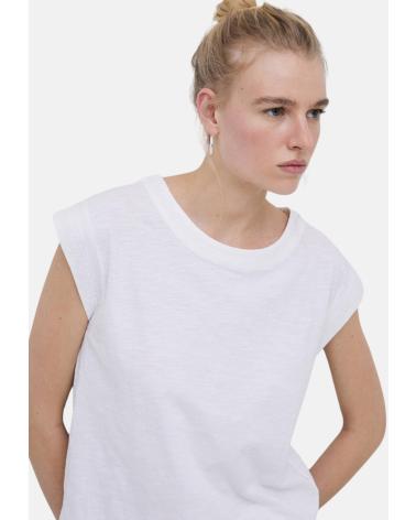 T-SHIRT SANS MANCHES YERSE 42019001 BLANC AVEC BRODERIE AUX ÉPAULES BLANCO