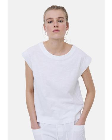T-SHIRT SANS MANCHES YERSE 42019001 BLANC AVEC BRODERIE AUX ÉPAULES BLANCO