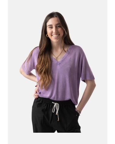 SYSTEMACTION MAGLIA OVERSIZE MANICA CORTA VIOLA - MODELLO V25JE31627 MORADO