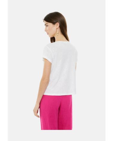 SYSTEMACTION LEINEN-T-SHIRT V-AUSSCHNITT KURZARM WEISS - V25CT4211 BLANCO