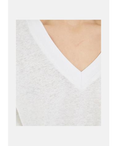 SYSTEMACTION LEINEN-T-SHIRT V-AUSSCHNITT KURZARM WEISS - V25CT4211 BLANCO