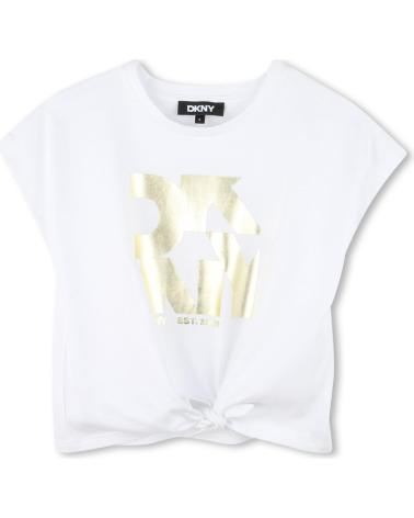 DKNY T-SHIRT COTONE MANICA CORTA BIANCA CON NODO D6230910P BLANCO