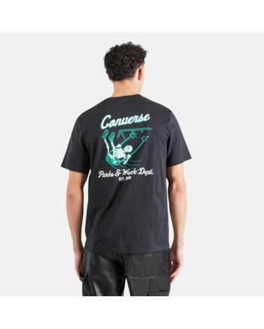 T-SHIRT CONVERSE SWINGING SKELETON 10027352-A01 NERA NEGRO