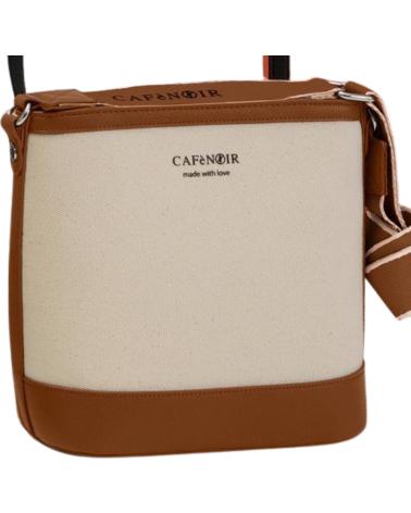 SAC EN TOILE CAFENOIR C3YD0804M007 AVEC BORDS CONTRASTÉS MARRON MARRóN