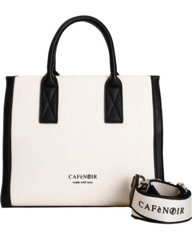 BORSA IN TELA CAFENOIR C3YD0803N001 CON PROFILI A CONTRASTO NERO NEGRO