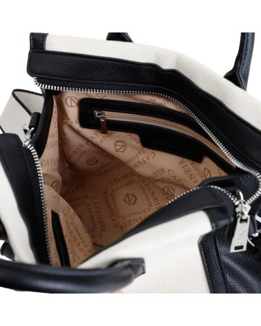 BORSA IN TELA CAFENOIR C3YD0803N001 CON PROFILI A CONTRASTO NERO NEGRO