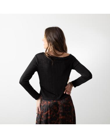 T-SHIRT MANCHES LONGUES ASYMÉTRIQUE SYSTEMACTION I24CTN2540 AVEC DÉTAIL NOIR NEGRO