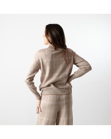 Startseite-WHY-NOT-COLLECTION-WHY-NOT---W22407048-–-JERSEY-DE-CUADROS-CON-CUELLO-CISNE---BEIGE
