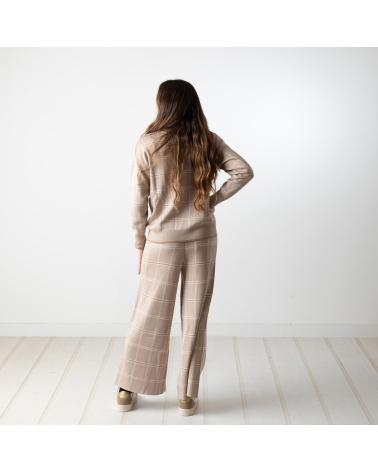 WHY NOT COLLECTION PANTALONE CULOTTE A QUADRI W22406948 - BEIGE BEIGE