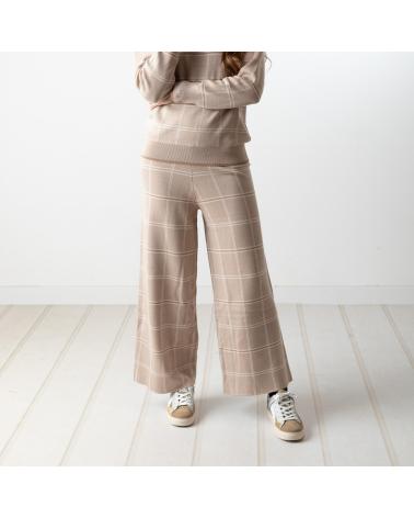 WHY NOT COLLECTION PANTALONE CULOTTE A QUADRI W22406948 - BEIGE BEIGE
