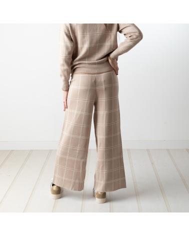 WHY NOT COLLECTION PANTALONE CULOTTE A QUADRI W22406948 - BEIGE BEIGE