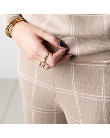 WHY NOT COLLECTION PANTALONE CULOTTE A QUADRI W22406948 - BEIGE BEIGE