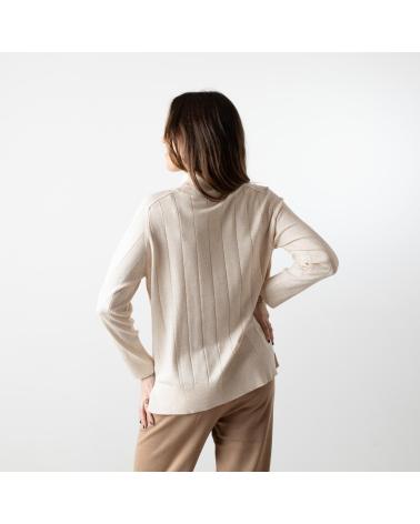 WHY NOT COLLECTION ROLLKRAGENPULLOVER MIT SCHLITZ W22406007 - ROHWEISS CRUDO