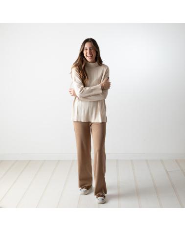 WHY NOT COLLECTION ROLLKRAGENPULLOVER MIT SCHLITZ W22406007 - ROHWEISS CRUDO