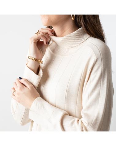 WHY NOT COLLECTION ROLLKRAGENPULLOVER MIT SCHLITZ W22406007 - ROHWEISS CRUDO