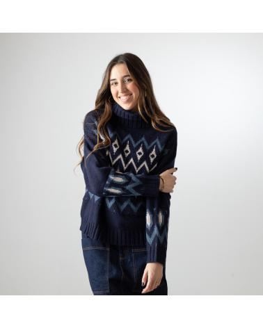 Inizio-YERSE---41550355---JERSEY-JACQUARD-DE-CUELLO-ALTO-CON-LANA-Y-ALPAC-AZUL