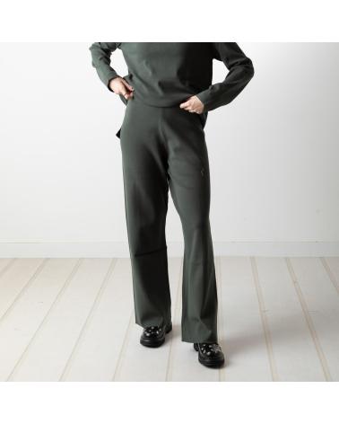 YERSE PANTALONES FLUIDOS YERSE DE PUNTO CON CINTURA ELÁSTICA - MODELO 41506025 VERDE