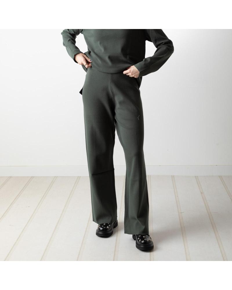 YERSE PANTALONES FLUIDOS YERSE DE PUNTO CON CINTURA ELÁSTICA - MODELO 41506025 VERDE
