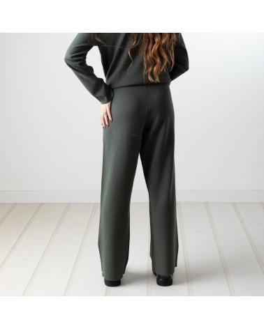 YERSE PANTALONES FLUIDOS YERSE DE PUNTO CON CINTURA ELÁSTICA - MODELO 41506025 VERDE