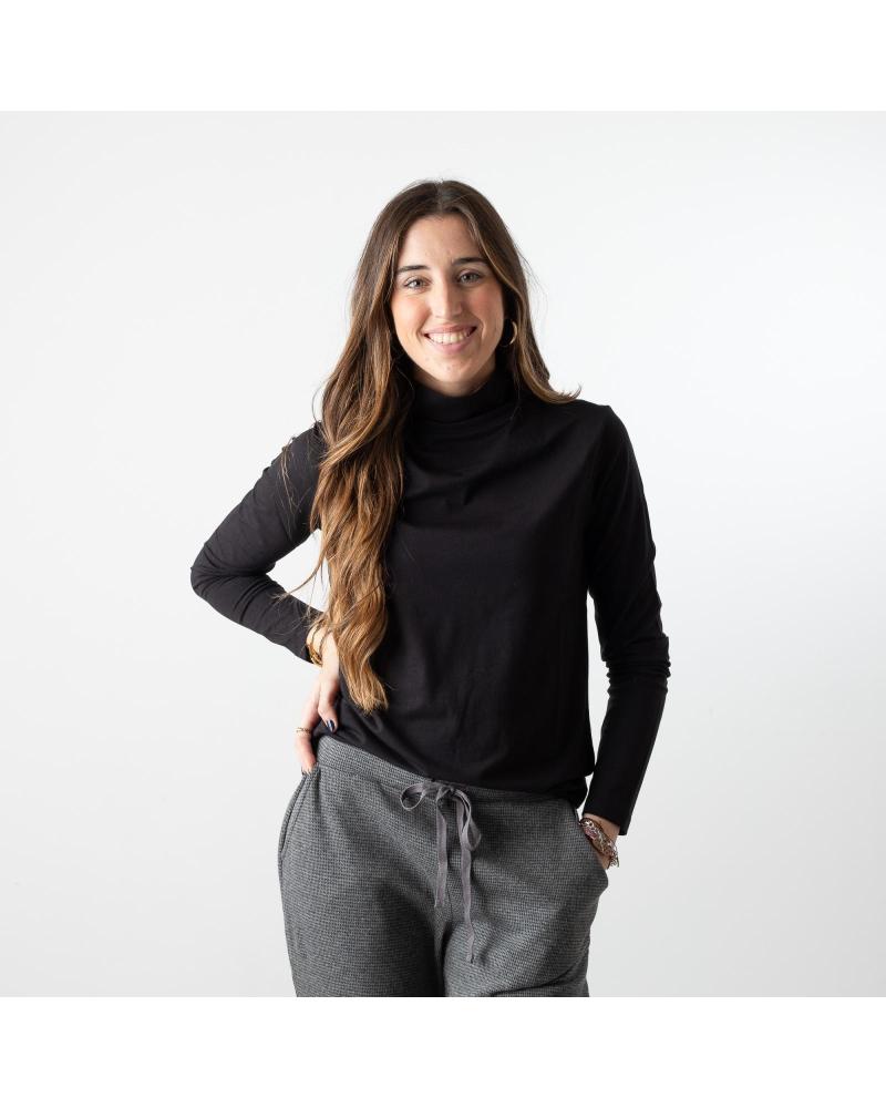 YERSE YERSE CAMISETA MANGA LARGA CUELLO CISNE NEGRA - REF 41486037 NEGRO