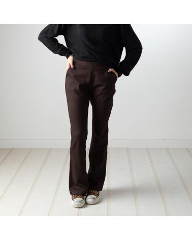 Home-YERSE---41430313---PANTALONES-DE-PUNTO-ACAMPANADOS-CON-CINTURA-ELA-MARRóN
