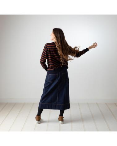 GONNA DRITTA IN DENIM YERSE 41853056 IN COTONE ORGANICO BLU AZUL
