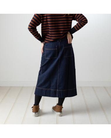 GONNA DRITTA IN DENIM YERSE 41853056 IN COTONE ORGANICO BLU AZUL