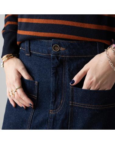 GONNA DRITTA IN DENIM YERSE 41853056 IN COTONE ORGANICO BLU AZUL