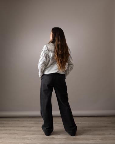 PANTALONE JEANS WIDE LEG YERSE 41851036 IN COTONE ORGANICO GRIGIO GRIS