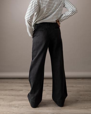 PANTALONE JEANS WIDE LEG YERSE 41851036 IN COTONE ORGANICO GRIGIO GRIS