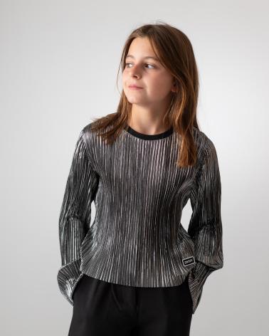 T-SHIRT PLISSÉ MANICHE LUNGHE DKNY D62038016 ARGENTO PLATA