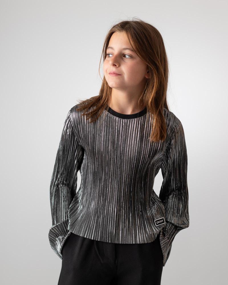 T-SHIRT PLISSÉ MANICHE LUNGHE DKNY D62038016 ARGENTO PLATA