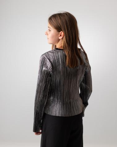 T-SHIRT PLISSÉ MANICHE LUNGHE DKNY D62038016 ARGENTO PLATA