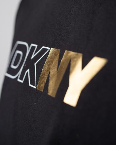DKNY T-SHIRT MANICHE LUNGHE NERA IN COTONE PER RAGAZZA D6203709B NEGRO