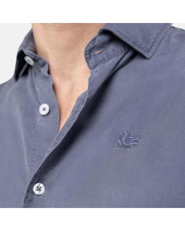 CAMICIA SCOTTA FOREST W24040541 A MANICHE LUNGHE CON COLLO ITALIANO BLU AZUL