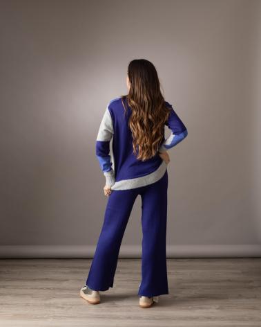 MAGLIONE WHY NOT COLLECTION W22401921 ONDE COMBINATO PELUCHE BLU AZUL