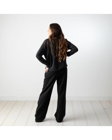 PANTALONI AMPI IN MAGLIA YERSE 41471037 NERI NEGRO