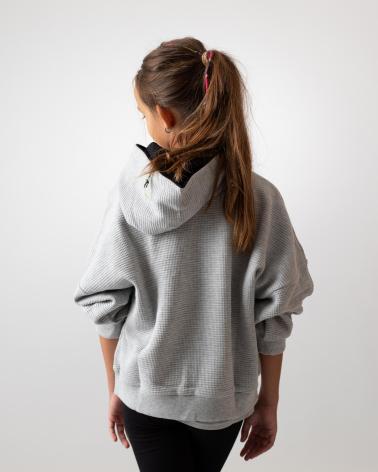 DKNY FELPA CON CAPPUCCIO IN TESSUTO GAUFRE GRIGIA - MODELLO D60249A32 GRIS