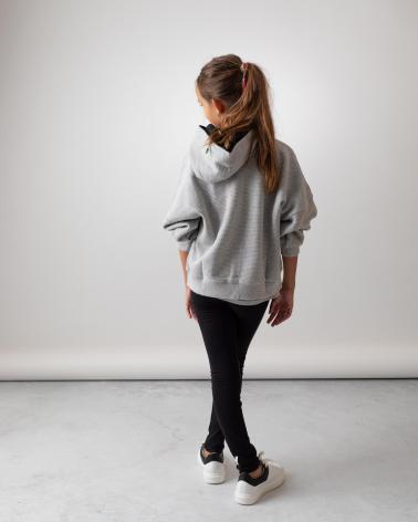 DKNY FELPA CON CAPPUCCIO IN TESSUTO GAUFRE GRIGIA - MODELLO D60249A32 GRIS