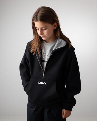 DKNY FELPA CON CAPPUCCIO A CANGURO UNISEX D6018109B NERA NEGRO