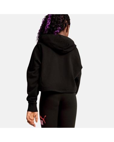 PUMA ESSENTIALS LOGO 671134-01 - FELPA CROPPED CON CAPPUCCIO NERA NEGRO