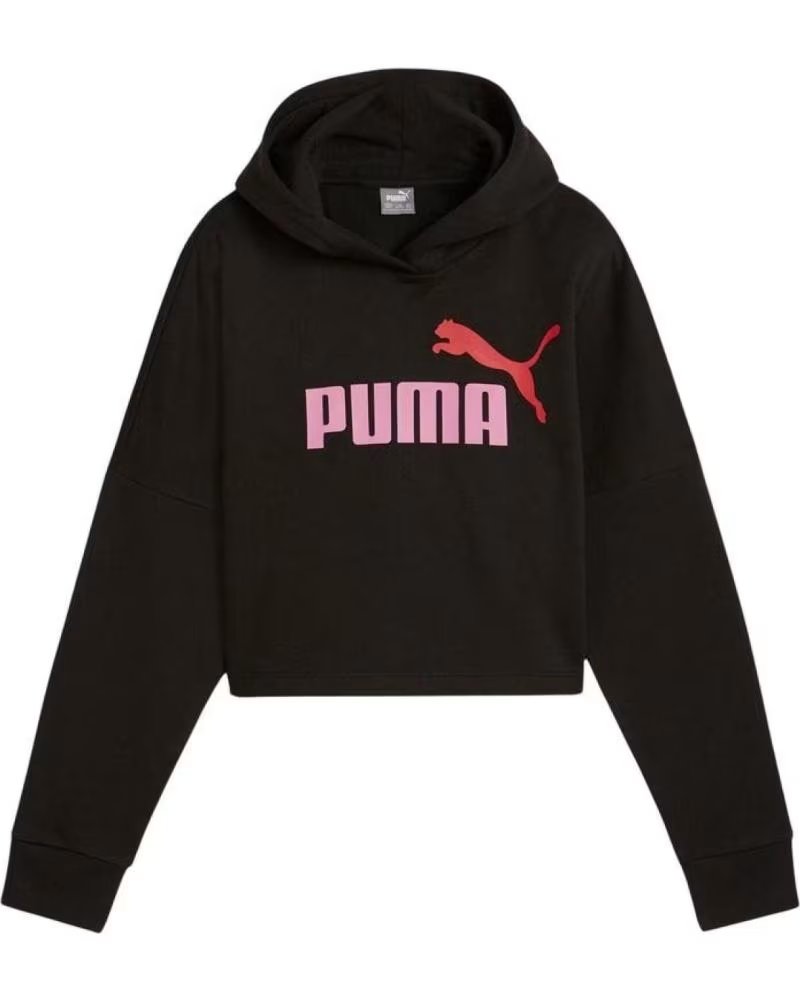 FELPA CON CAPPUCCIO PUMA ESSENTIALS LOGO 671134-01 NEGRO
