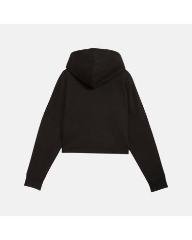 PUMA ESSENTIALS LOGO 671134-01 - FELPA CROPPED CON CAPPUCCIO NERA NEGRO