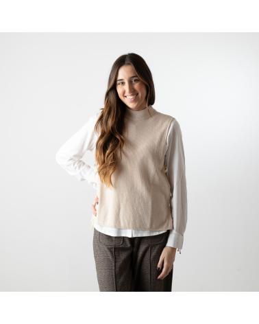 Maglioni-senza-maniche-da-donna-YERSE---41513002---CHALECO-CON-LAZOS-LATERALES---MUJER-BEIGE