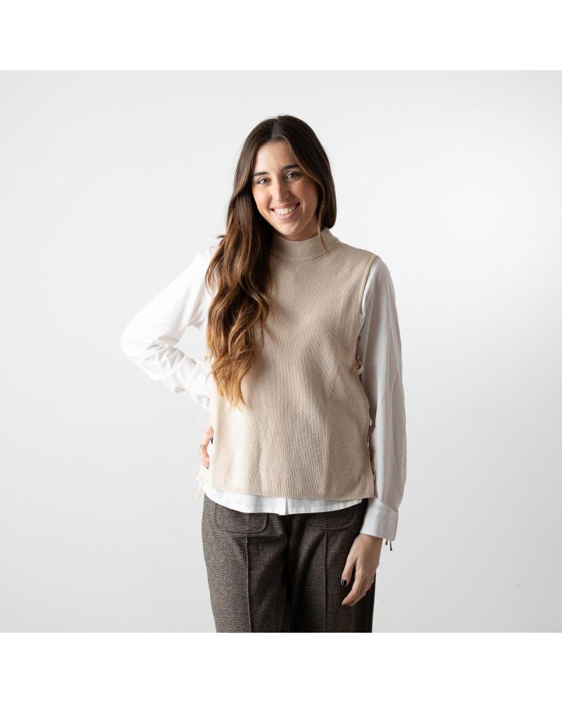 Maglioni-senza-maniche-da-donna-YERSE---41513002---CHALECO-CON-LAZOS-LATERALES---MUJER-BEIGE