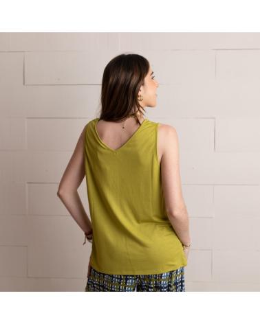 WHY NOT COLLECTION W124639 - TOP WITH RUCHED STRAPS LIME LIMA