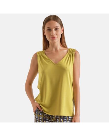 WHY NOT COLLECTION W124639 - TOP WITH RUCHED STRAPS LIME LIMA